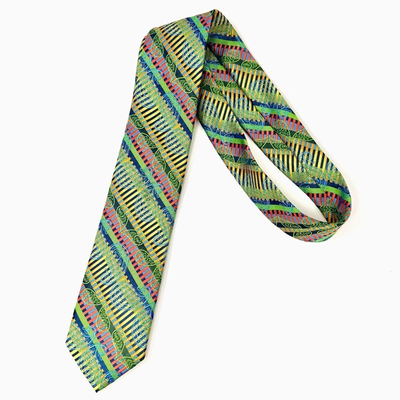 Massimo Moda Collezione Neck Tie 58" Paisley and Stripes Colorful Pattern - Picture 1 of 7